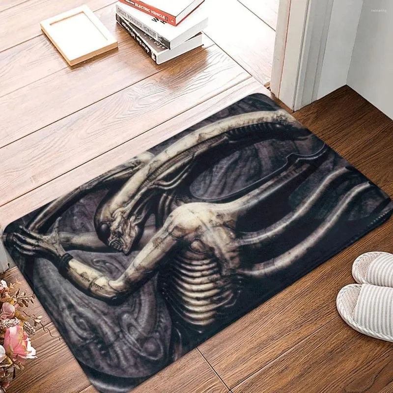 Tapijten Alien Xenomorph HR Giger Loomt Tapijt Tapijtmat Voetpad Polyester Anti-slip Kussen Vloer Toegang Keuken Voetkussen