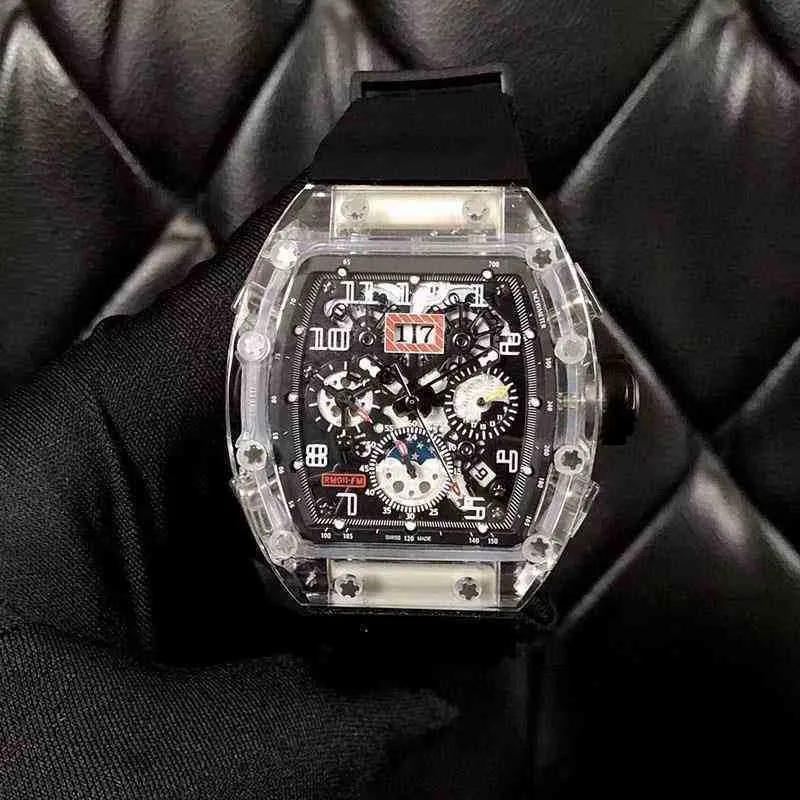 Montres mécaniques de luxe pour hommes, montre-bracelet pour loisirs et affaires, Rm011, entièrement automatique, boîtier en cristal, bande tendance