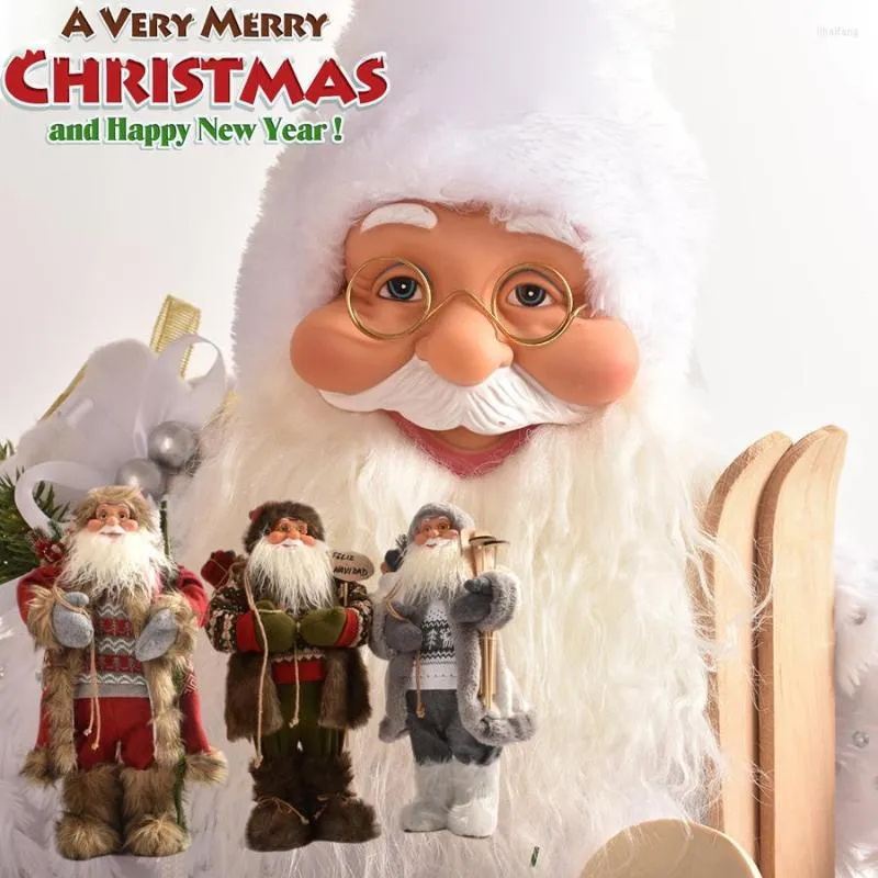 Christmas Decorations Holiday Gifts High-End Realistic Snowman Santa Desktop Claus Standing Doll 30 45cm Father Ornaments