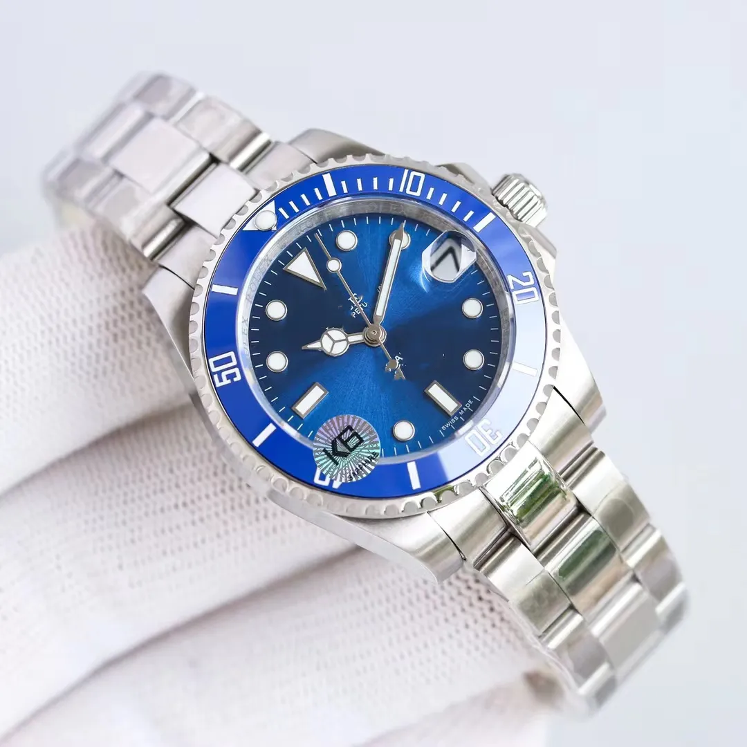 Męskie zegarki Montre Nowy wysokiej klasy zegarek mechaniczny ze stali nierdzewnej Blue Never Fade 40 mm 2813 Ruch Slajd Butk Butt Designerceramic