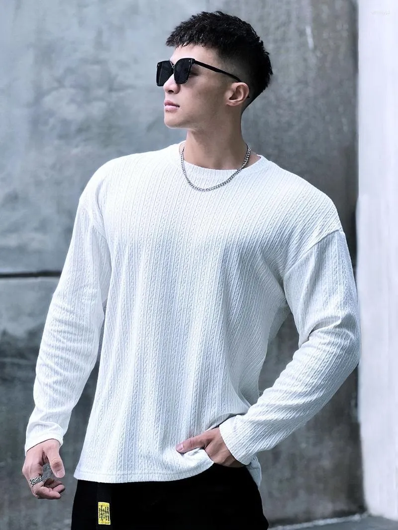 Erkek Hoodies 2023 Erkekler Uzun Kollu Yüksek Kaliteli Fitness Spor Giyim T-Shirt Çizgili Taytlar Sonbahar Kış Hoodie Moda Top