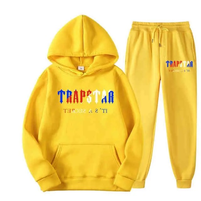 Chándal Trapstar Marca Impreso Ropa deportiva Camisetas para hombres 16 colores Cálido Conjunto de dos piezas Sudadera con capucha suelta Pantalones jogging 2023 005