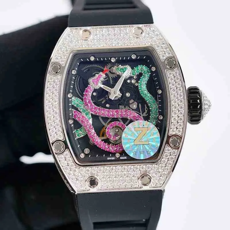 Luxury Mens Mechanics Watch RM Wristwatch ZF Bästa version RM026 Diamonds Case Serpentine Skeleton Dial Japan NH Automatic 026 Womens RDU2K