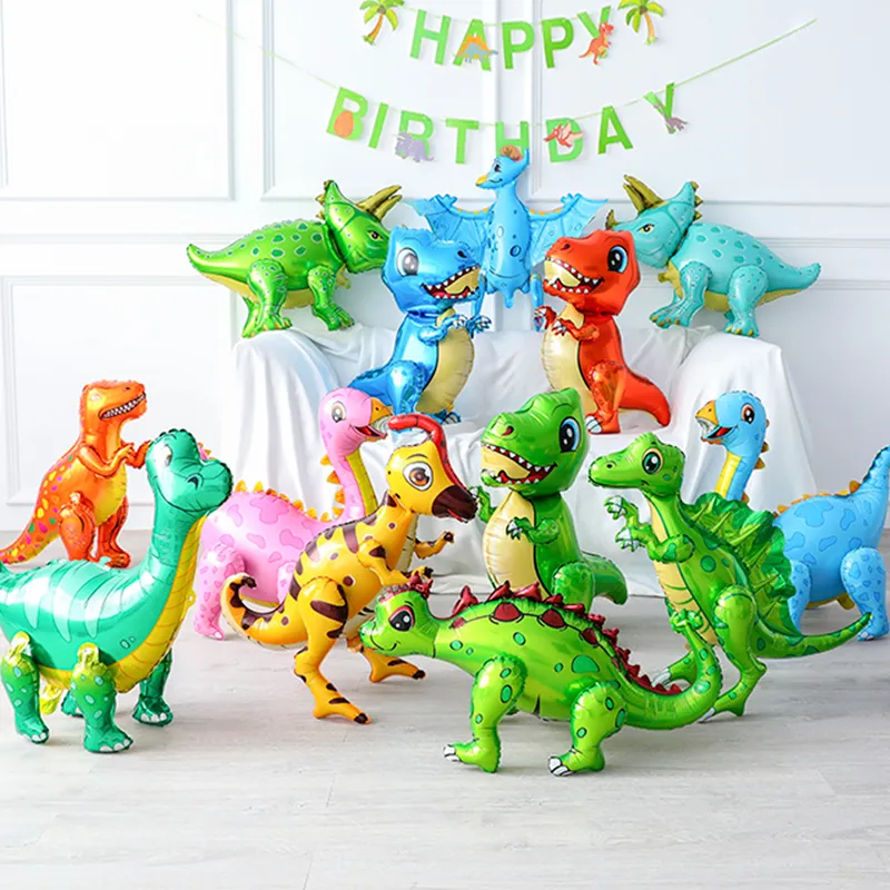 Forniture per feste 1pc Grandi palloncini in lamina di dinosauro 4D Dinosauro verde in piedi Drago Decorazioni di compleanno Giocattoli per bambini