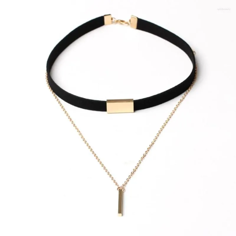 Кокер Harajuku Charm Woman Velvet Chain Bar Chokers Ожерелье элегантное ретро -воротнич