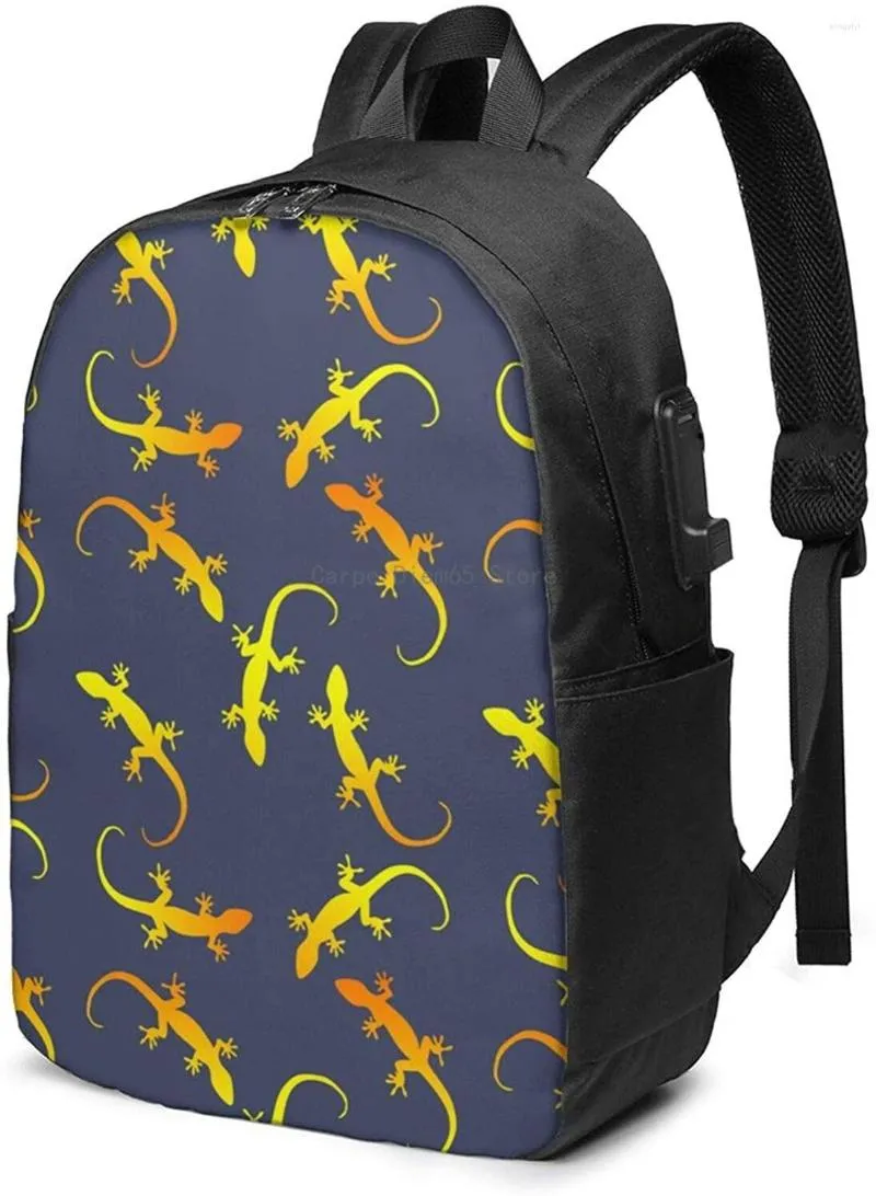 Mochila Lizards Gecko Party Business Laptop School Bookbag Viaje con puerto de carga USB Auriculares Fit 17 pulgadas