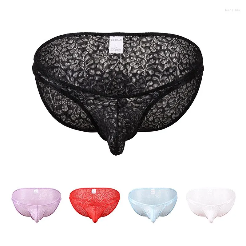 Sous-vêtements Sexy Mens Lace Underwear Briefs U Convex Pouch Bikini Panties Men