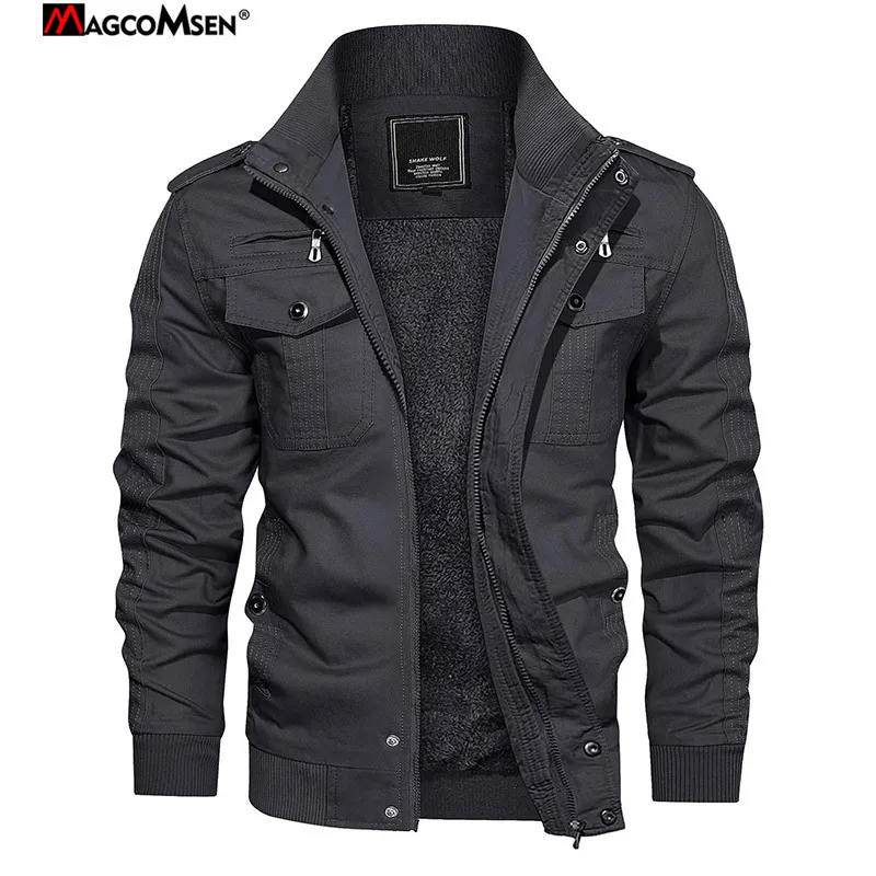 Vestes pour hommes MAGCOMSEN Automne Hiver Polaire Hommes Militaire Coupe-Vent Casual Armée Pilote Manteau Épaissir Chaud Bomber Cargo Survêtement 221014