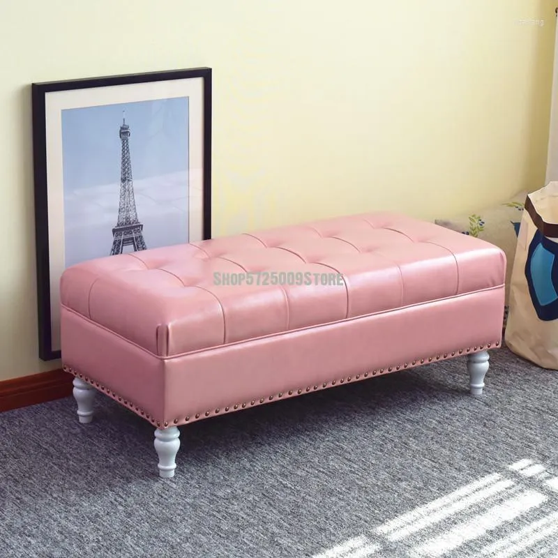 Kledingopslag Europese stijl Bed Kruk Schoenenwinkel Poef Poef Sofa Voet Retro Wax Leat