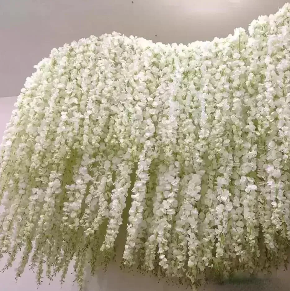 26 kolorów 34 cm elegancka sztuczna dekoracyjna impreza kwiatowa wisteria kwiaty winorośl ogrodowy wiszący DIY Rattan Centerpiece Święte dekoracja ślubna