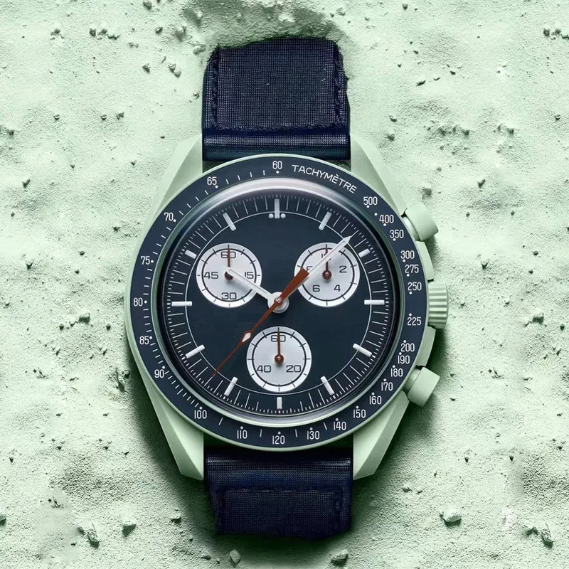 Moon Mens relógios Função completa Quarz Chronograph Bioceramic Watch Designer Luxury Watches de alta qualidade Edição limitada Relvadores de pulso com caixa