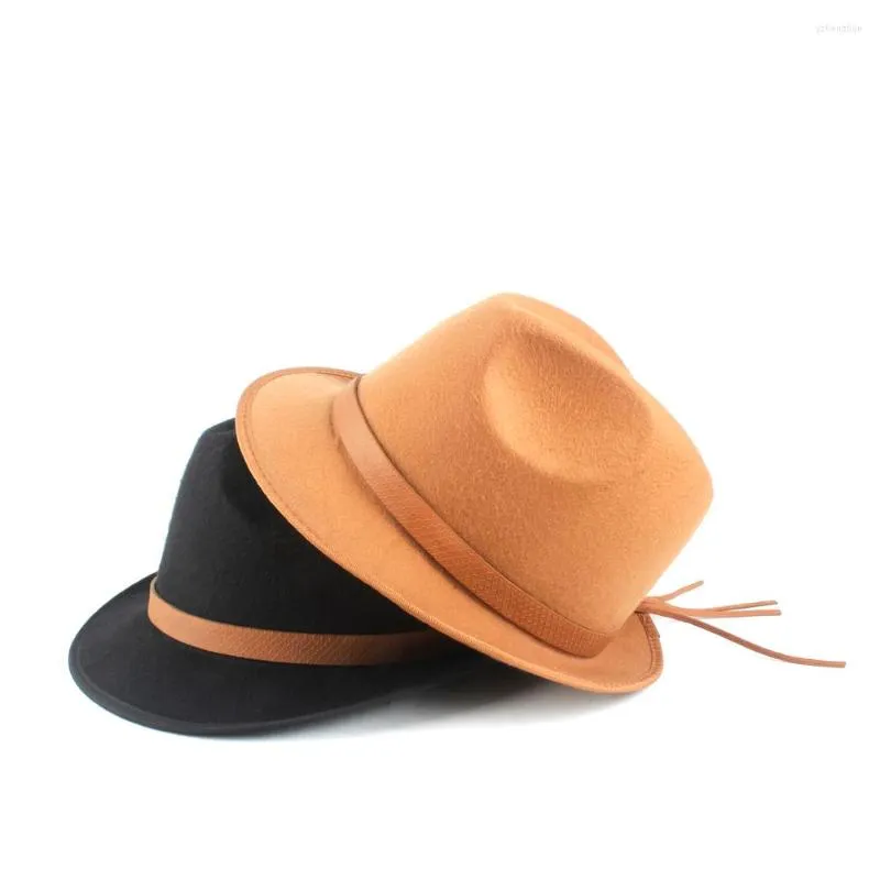 Berets Frauen Männer Klassische Wolle Fedora Hut Für Elegante Dame Herbst Winter Panama Jazz Homburg Fascinator Größe 58 cm