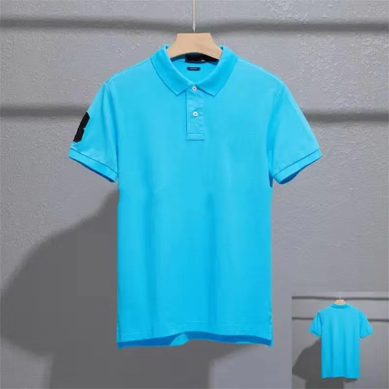 2023S Summer Bawełna koszulka krótkiego rękawu Wysokiej klasy Duże męskie solidne Casual Casual Lapel T-shirt Multi-Colod Choice