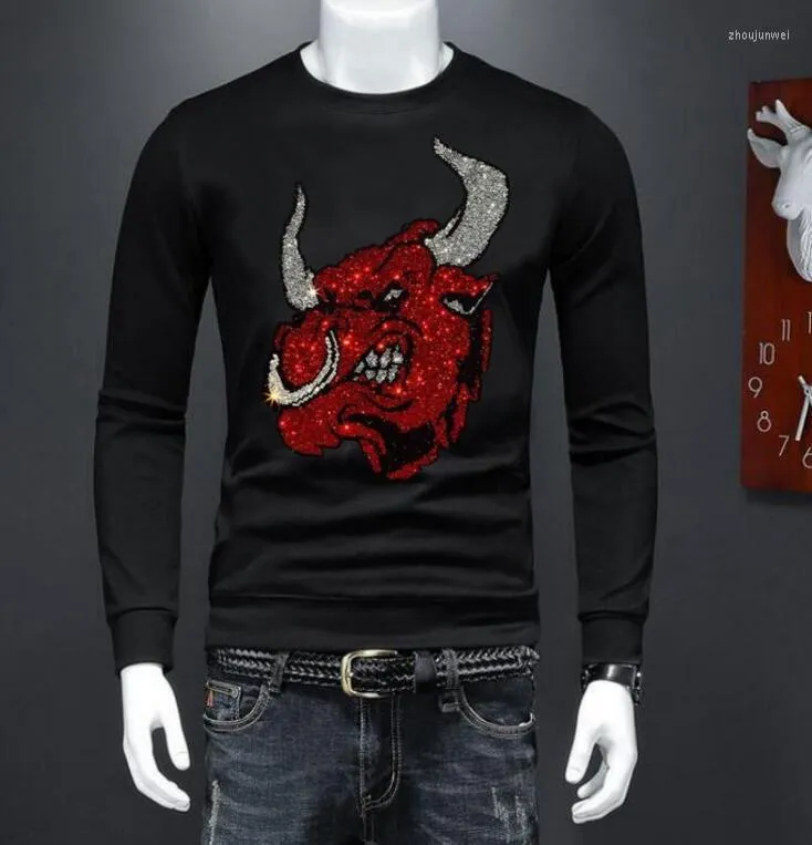 Herrtr￥lar Rhinestone Hip Hop Streetwear Designer Sweatshirts m￤rke