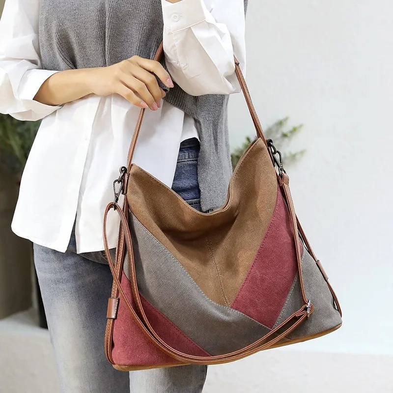 Модная женщина холст сумки большая карманная сумки на плечах повседневная тота