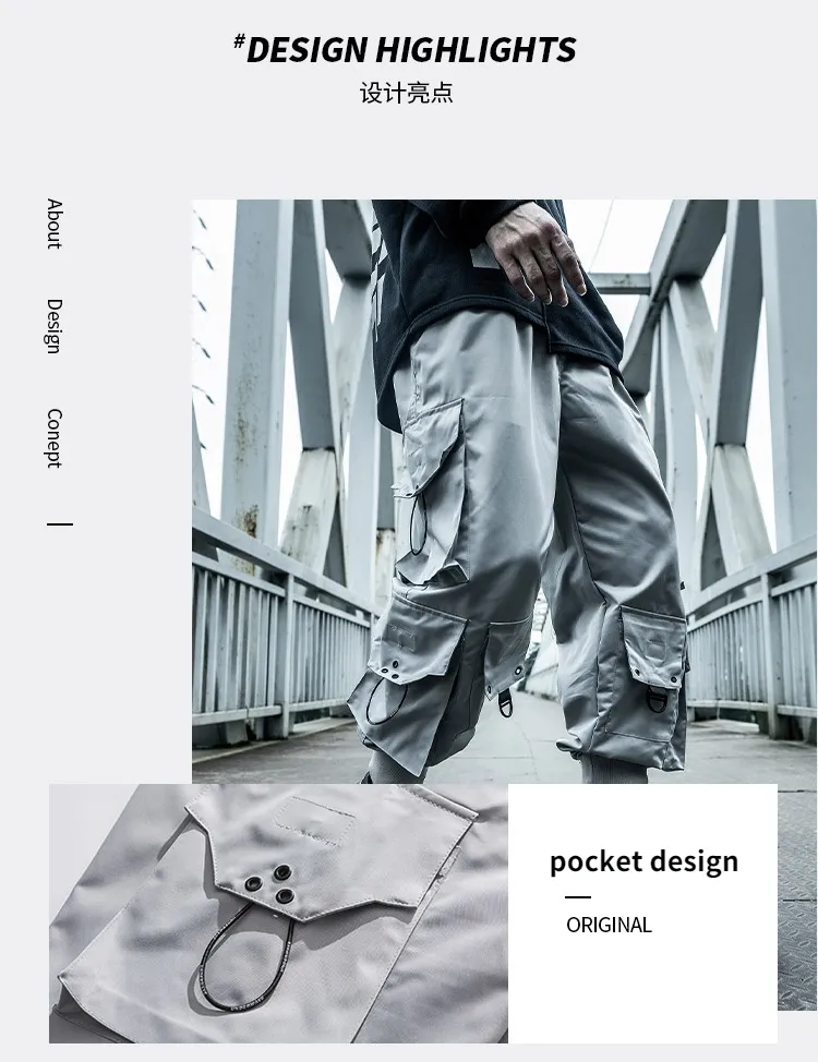 Mens Pants HOUZHOU Black Cargo Joggers Hip Hop Techwear Mens Pants HOUZHOU Black Cargo Joggers Hip Hop Techwear