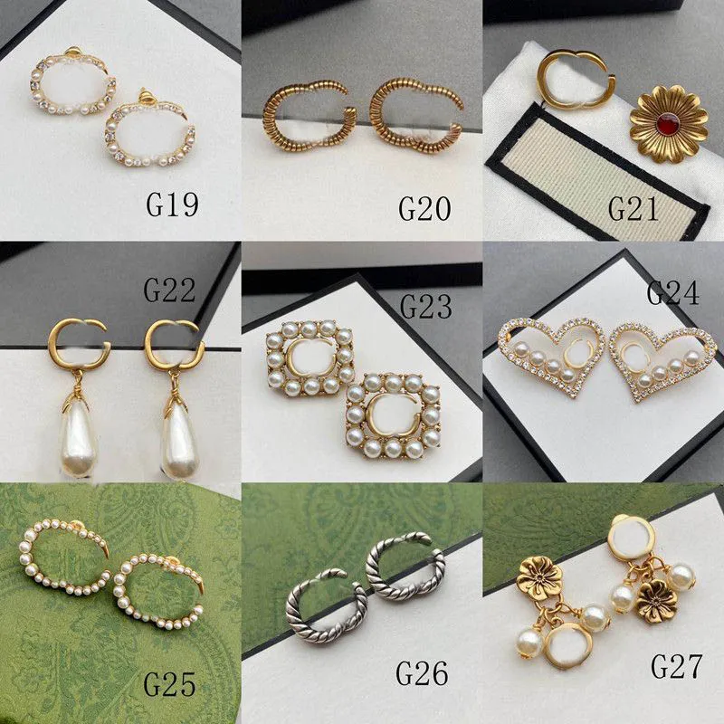 Women Stud Earring Designers Jewelry Pearl Ear Studs Luxury Silver Hoops Fashion Gold Love Earrings G Bijoux with Box