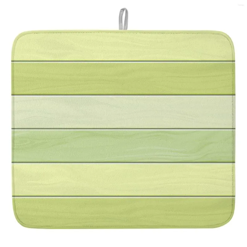 Tovagliette Venatura del legno Candy Green Home Piatto per asciugare Tappetino per cucina Soggiorno Sala da pranzo Modern Fashion Print Pad assorbente per piatti