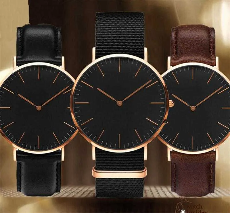 Armbandsur Designer Mens Watch D W Women Fashion Watches Daniel's Black Dial Leather Strap Clock 40mm 36mm Montres Homme