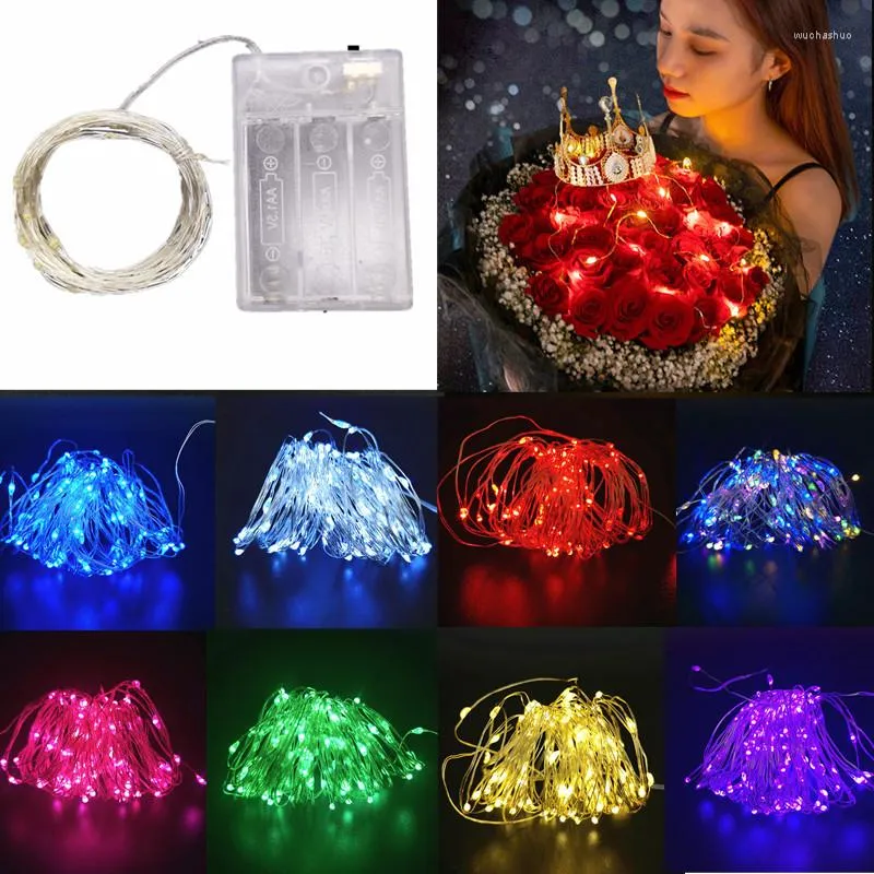 Cordes LED fée lumières batterie fil de cuivre chaîne vacances lampe extérieure guirlande Luces pour arbre de noël bricolage décoration de mariage