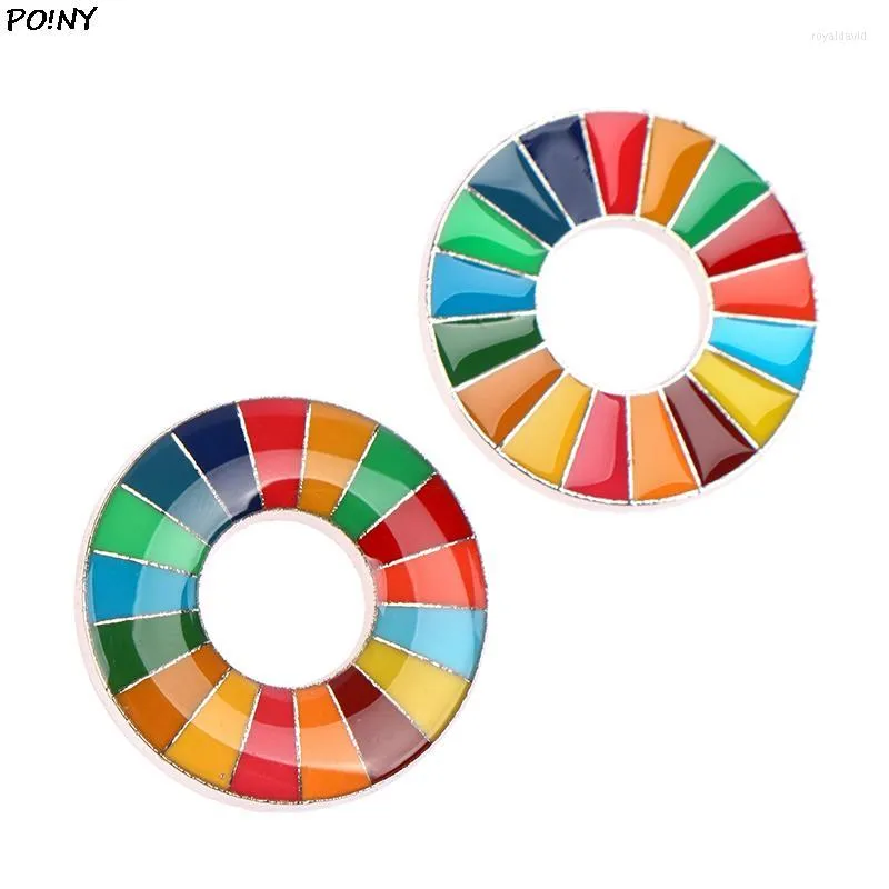 Broches Esmalte 17 colores Objetivos de desarrollo sostenible Broche Naciones Unidas SDGs Pin Insignia Moda Arco iris Pins para mujeres Hombres