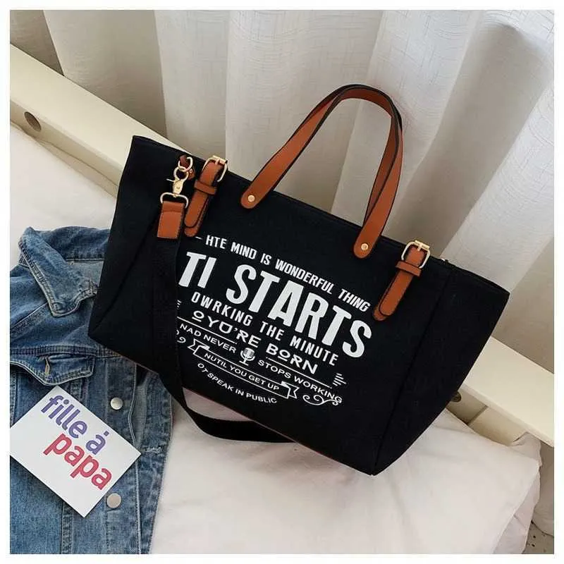 Evening Bags Casual Women Solid Shoulder Bag Fashion Female Canvas Portable Handbags Print Large Capacity Travel Laptop Tote Bags for Lady L221014