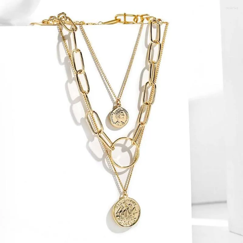 Цепи хип -хоп -рок подвесной ожерелья для женщин многослойные регулируемые ожерелья мод