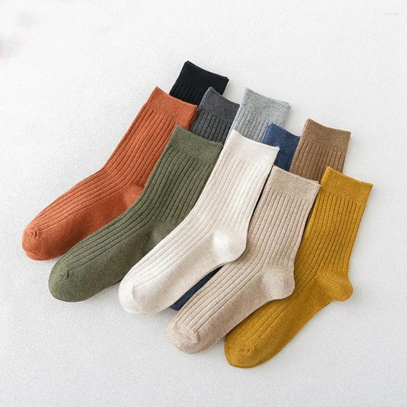 Erkek Çorap Erkek Pamuk 5 Çift Rahat Harajuku Düz Renk Rahat Iş Şerit Eğlenceli Yumuşak Basit Moda Spor Sox Hediye