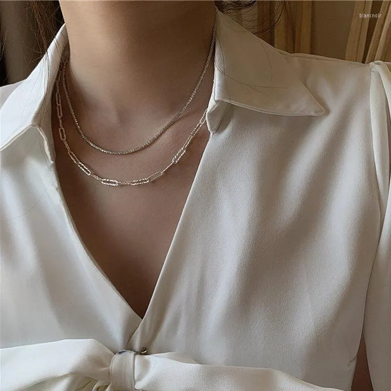 Gerdanlık 2022 modaya uygun gümüş renkli kolye kadınlar için basit gündelik collier femme gotik stil