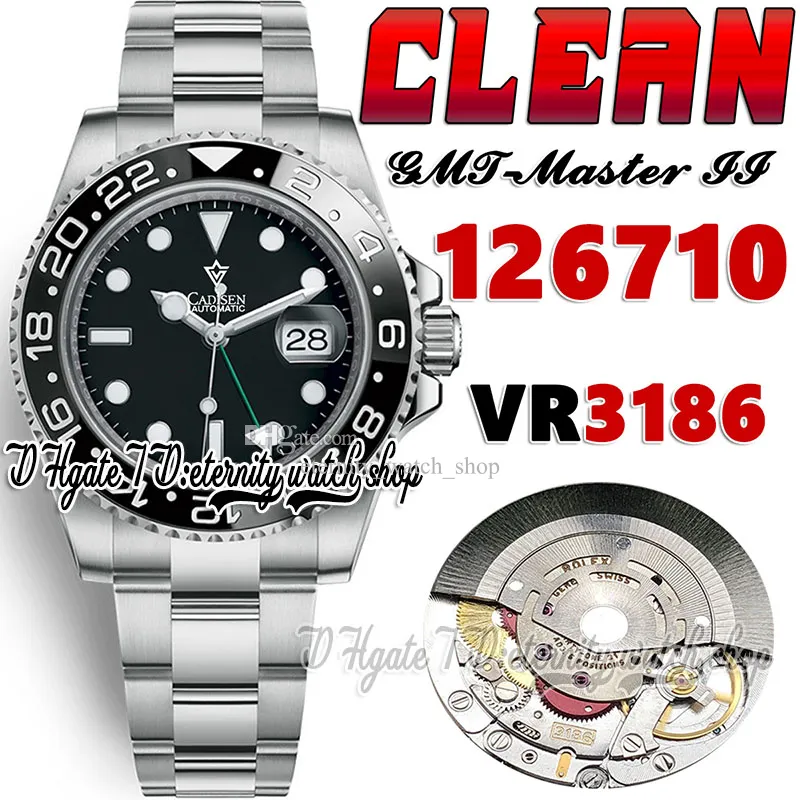 Clean GMT cf126710 VR3186 Reloj autom tico para hombre CF Bisel de cer mica negro Esfera negra Manos verdes 904L Pulsera OysterSteel Super Edition