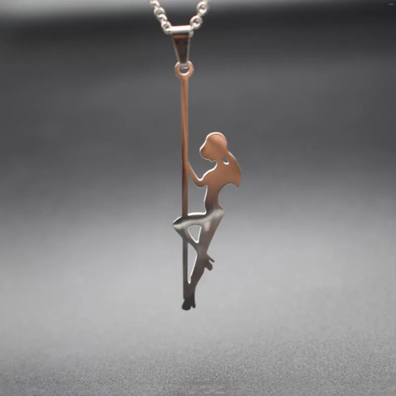 Chaînes en acier inoxydable pôle danseur pendentif colliers bande silhouette cadeau pour enterrement de vie de jeune fille femmes bijoux