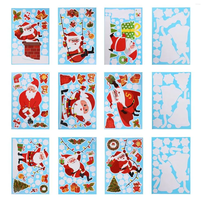 Gift Wrap Stickers Window Christmas Xmas Holiday Decal Sticker Snowman Decals Wall Snowflake Clings Glass