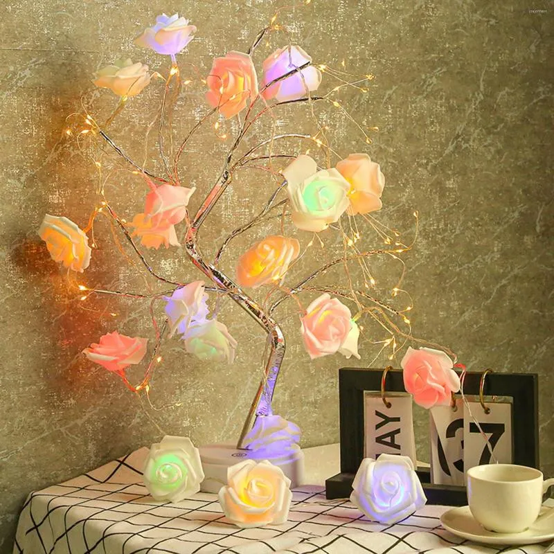 Strings Led String Lights Battery Operated Rose Flower Christmas Holiday For Valentine Wedding Decoration