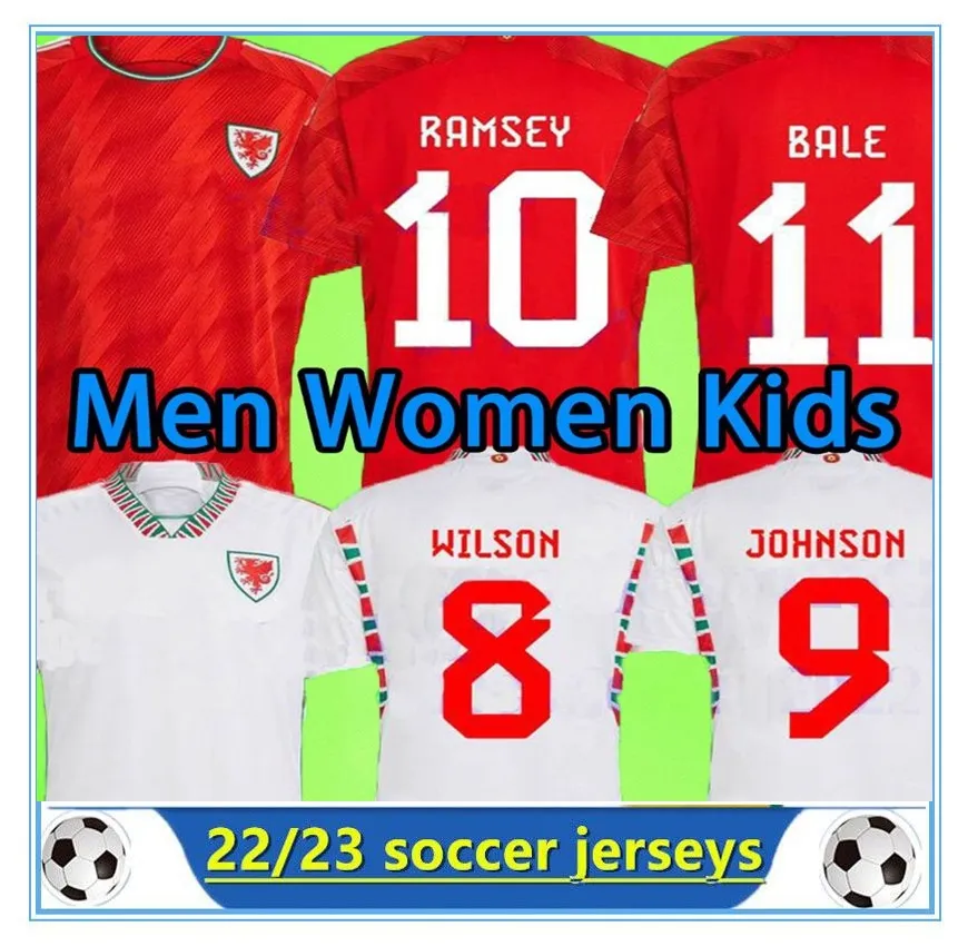 2022 Wales Soccer Trikots -Spieler -Fans Version Bale Wilson Allen Ramsey 22 23 Nationalmannschaft Rodon Vokes Home Football Shirt 2023 Männer Kids Kit Uniformen Johnson James