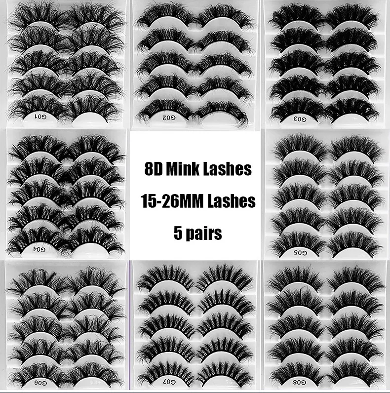 Multilayer tjock curly falska ögonfransar naturligt mjuka och känsliga handgjorda återanvändbara mink falska fransar förlängningar förlängande röriga crisscross frans