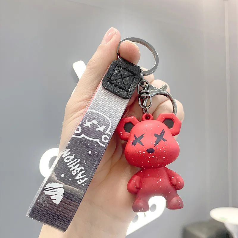 flag Keychain car couple gift key chameleon bear silicone pendant doll bag hanging keychain accessories banner