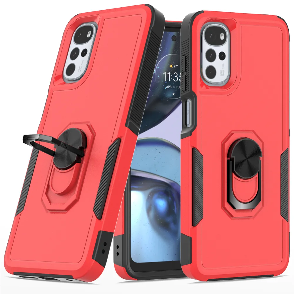 Pendlare 2in1 Milit￤ra fall Hybrid Armor Ring Stand Magnetic For Moto G Pure Stylus 4G 5G 2022 2021 E20 E30 E40 G22 E32 G52 G31 ONE 5G ACE REDMI 9 9A 10C 10A POCO X4 PRO