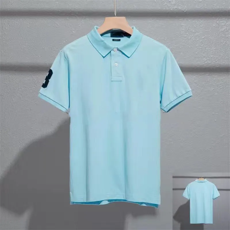 Camisa de manga corta de algodón para hombre, camiseta de gama alta, adelgazante, informal, sólida, con solapa, multicolor, verano 2023