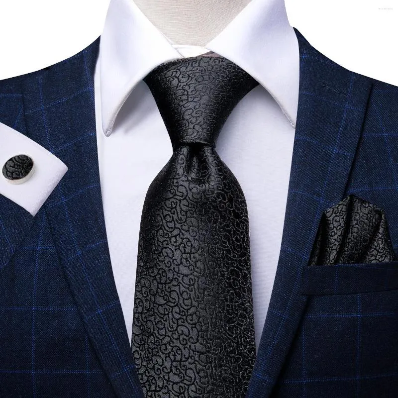 Bow Ties Hi-Tie Black Luxury For Men Floral Gifts Men's Tie Hanky ​​Cufflinks Set Paisley Silk Slips Formella klänningar Business