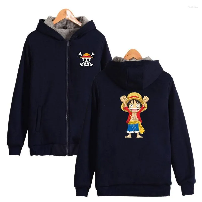 Women's Hoodies Fashion Arrivals One Piece Monkey D Luffy Funny Pattern Men Unisex Winter Warm Sweatshirt Plus Velvet Jacket