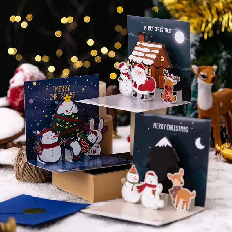 زينة عيد الميلاد هدية بطاقة تحية إبداعية بطاقات عيد الميلاد ثلاثية الأبعاد
