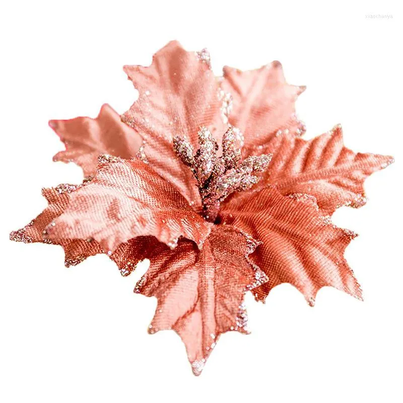 Christmas Decorations Fashion Glitter Flower Decor Realistic Artificial Xmas Tree Accessories Party Supplies Pography Props