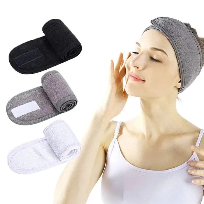 Mulheres Spa Ajust￡vel Spa Facial Banda da cabeceira Maquiagem Bandas de cabe￧a para lavar o rosto Acess￳rios para cabelos de toalha macia
