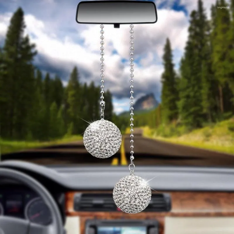 Decorações de interiores Bling Mull Men Men Diamond Crystal Ball Car Mirror Vista Ornamento Pingente Decoração Automóvel pendurada Presentes de Férias