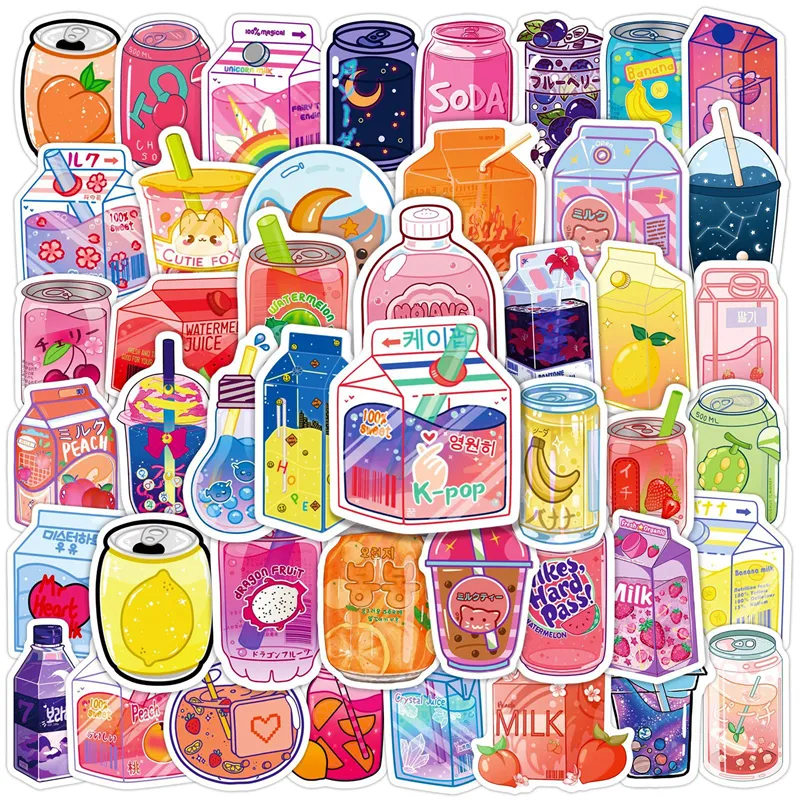 50 Pcs Boba Tea Stickers Bubble Tea Pearl Milk Sticker Vinile Impermeabile Laptop Bumper Bottiglie d'acqua Computer Adulti Bambini Adolescenti C53-493