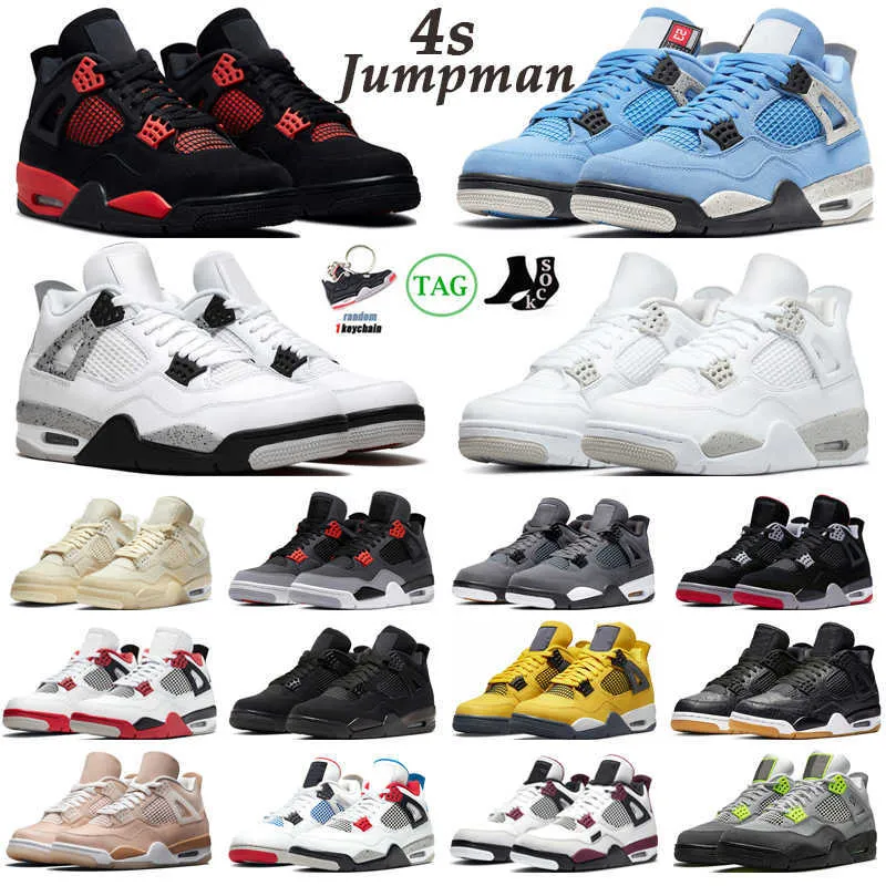 Top OG 4 4S Basketball schoenen Men Women Jumpman Red Thunder Infrarood Black Cat Gefokte MotoSports Blue White Cement Mens Trainers S Jordens Jordon