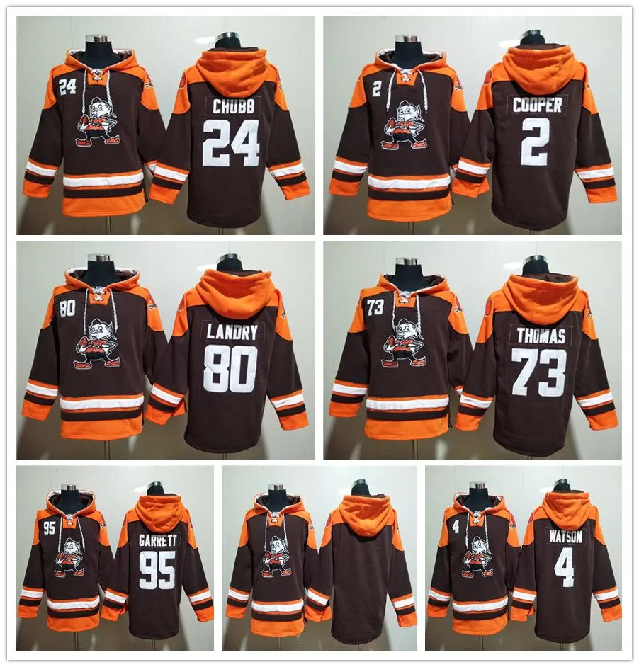 Sweat à capuche personnalisé Cleveland''Browns''Hommes FEMMES JEUNES Amari Cooper Deshaun Watson Myles Garrett Denzel Ward Nick Chubb Pull à lacets