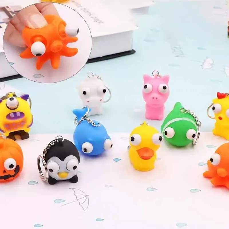 Cartoon Animal Squeeze Antistress Toy Boom Out Eyes Doll Stress Relief Key Chain The Animals Blind Box Figures Toys ZM1017