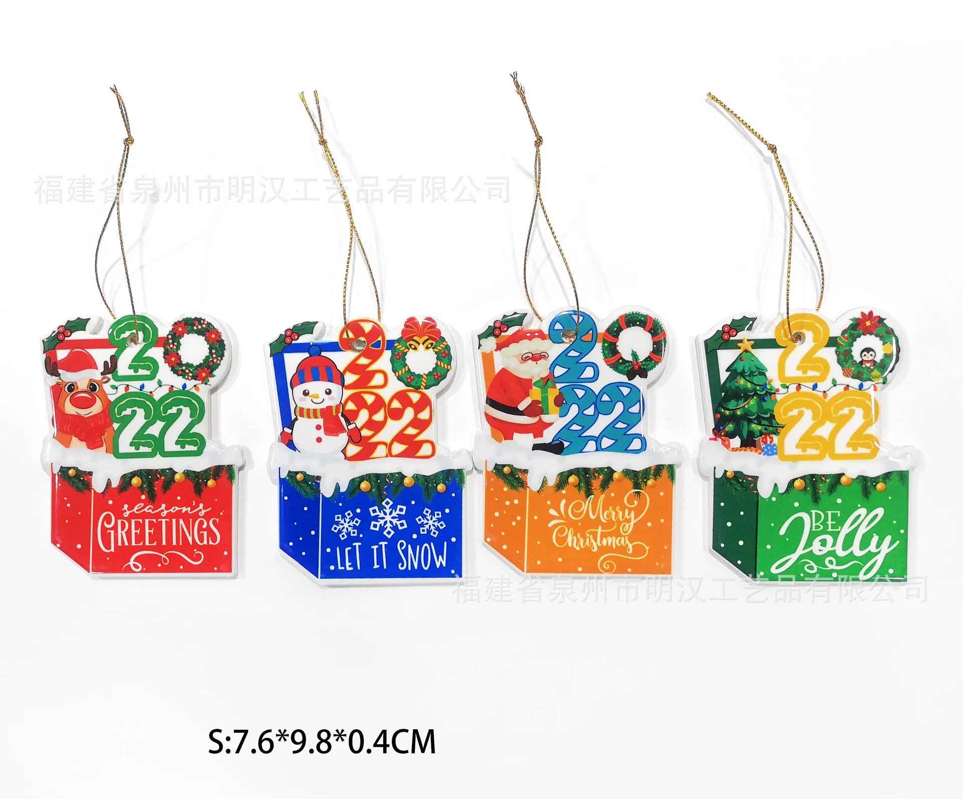 Resin Christmas Decoration Xmas Tree Hanging Pendants Cute Cartoon Snonman Santa Clause Gift Box Party Home Decors FY5618