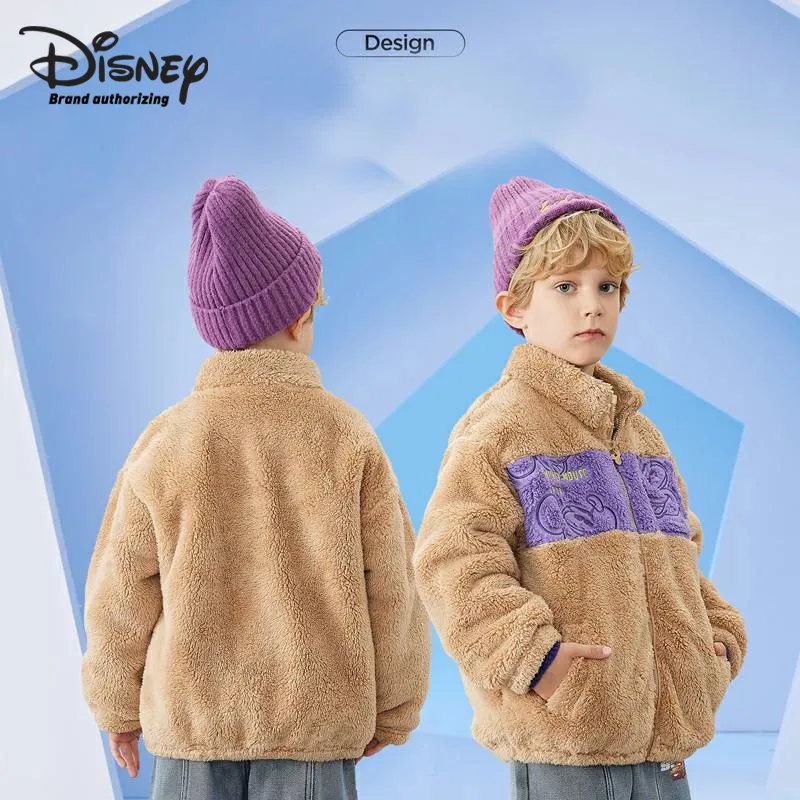 Jackets infantis da Disney Jackets de Disney Knit Shu Cotton Cotton Stand Collar Splicing Contrast Color Jacket Spring Spring